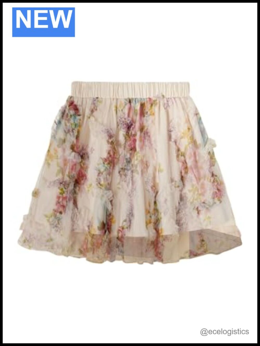 Floral Tulle A-Line Skirt High Waisted Mesh Fairy Short Skirt Tea Party